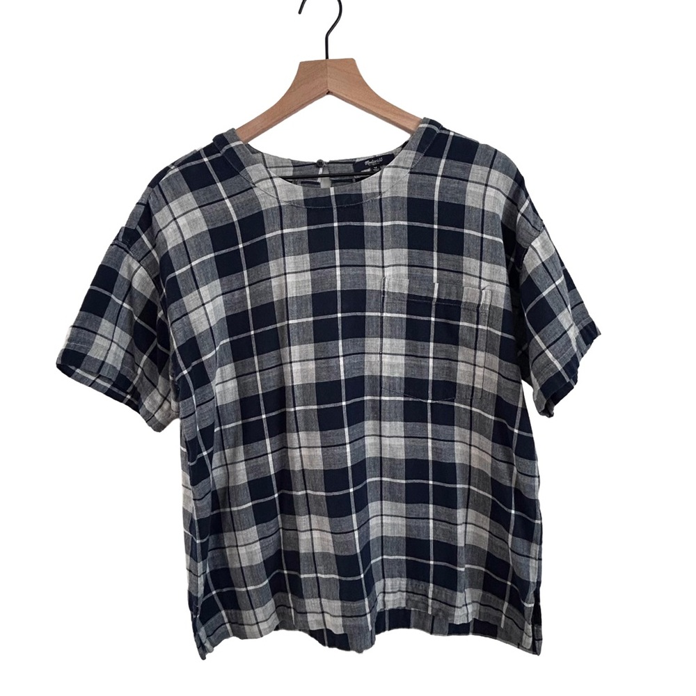 Madewell Casual Plaid Shirt in Navy and Gray